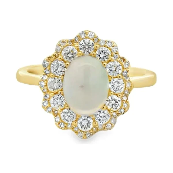 Opal Diamond Halo Ring