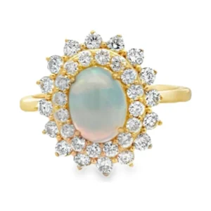 Opal Halo Diamond Ring