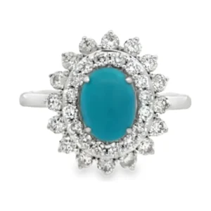 Turquoise Diamond Halo Ring