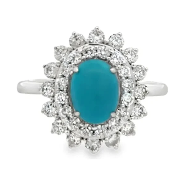 Turquoise Diamond Halo Ring