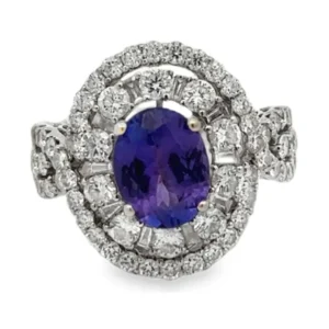 Oval Tanzanite Halo Ring