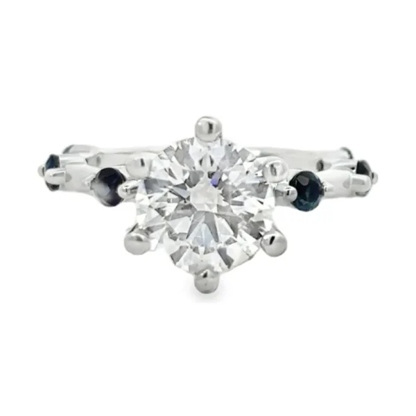 Round Diamond Sapphire Ring