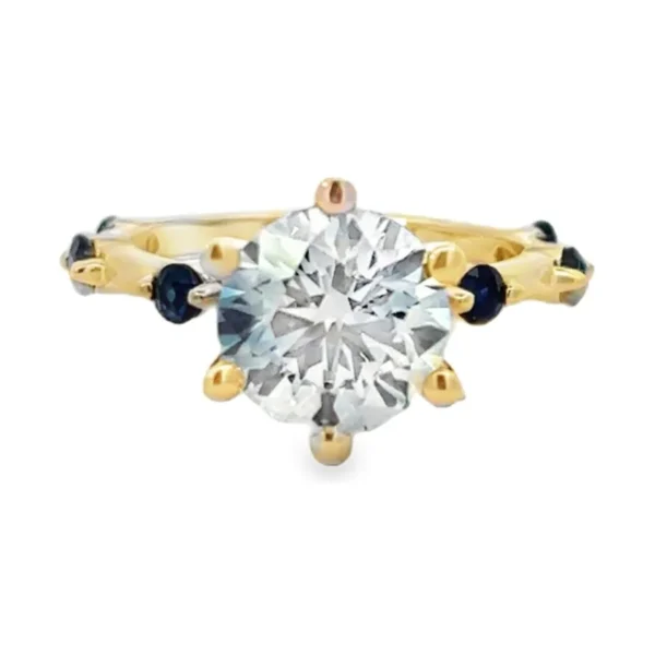Round Diamond Sapphire Ring