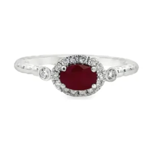 Oval Ruby Halo Ring