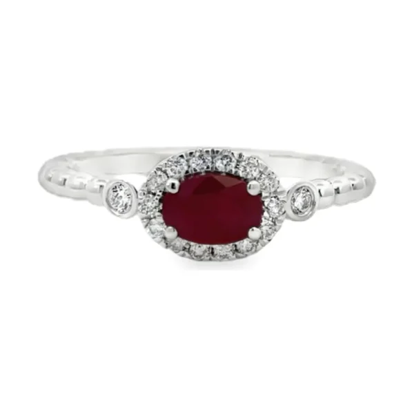 Oval Ruby Halo Ring