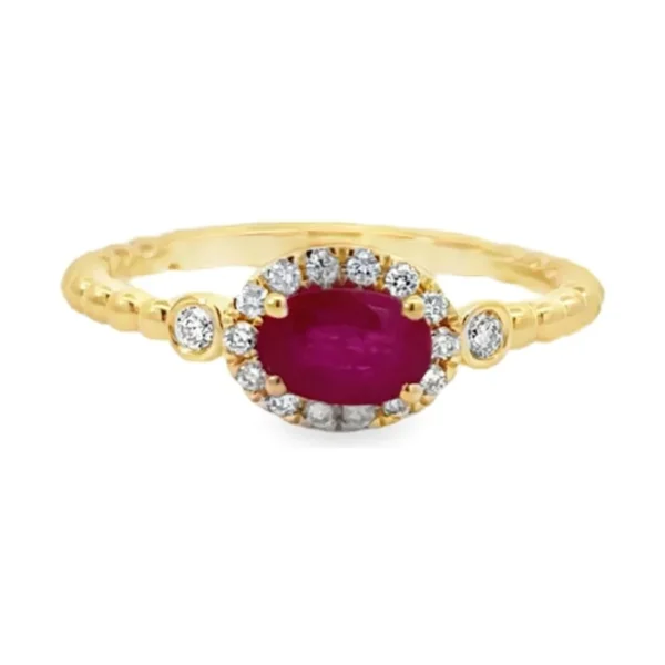 Oval Ruby Halo Ring