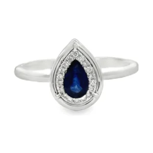 Pear Sapphire Halo Ring
