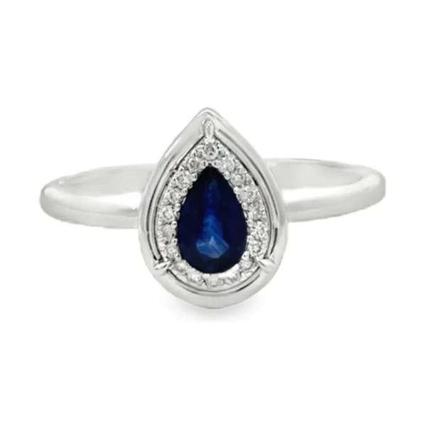 Pear Sapphire Halo Ring