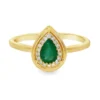 Pear Emerald Halo Ring