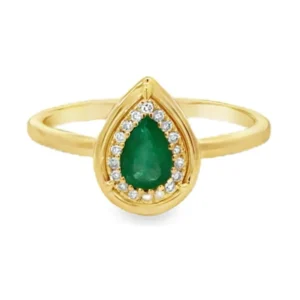 Pear Emerald Halo Ring