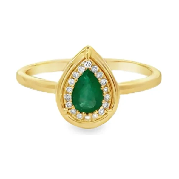 Pear Emerald Halo Ring