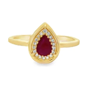 Pear Ruby Halo Ring