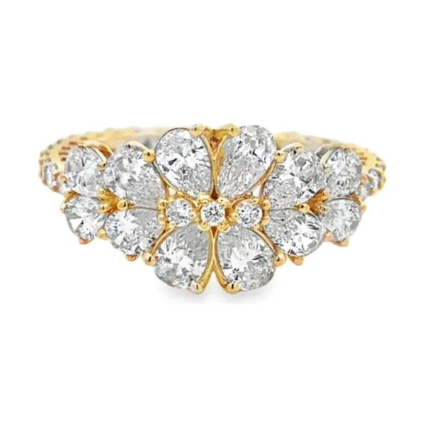 Floral Pear Diamond Ring