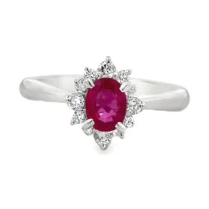 Oval Ruby Halo Ring