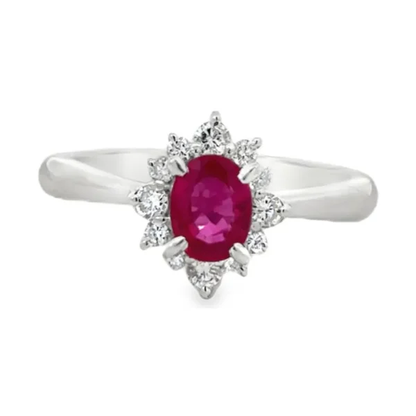 Oval Ruby Halo Ring