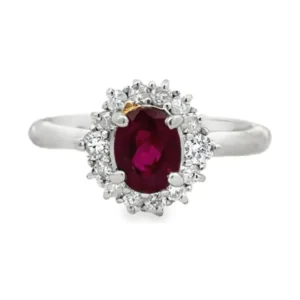 Oval Ruby Halo Ring