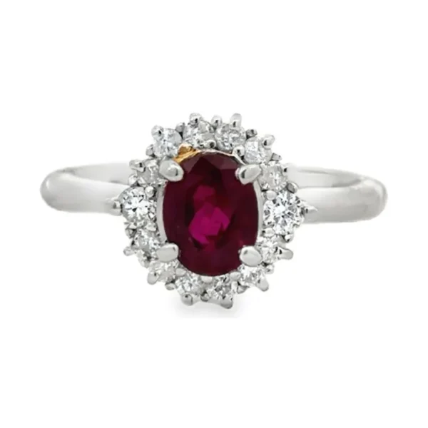 Oval Ruby Halo Ring