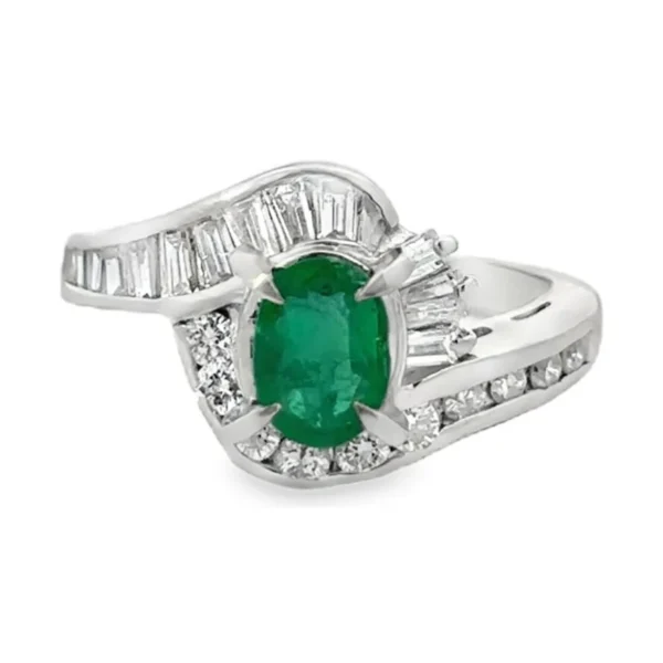 Emerald Diamond Bypass Ring