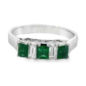 Emerald Diamond Band Ring