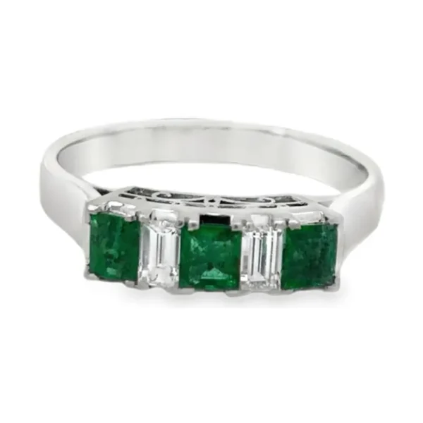 Emerald Diamond Band Ring