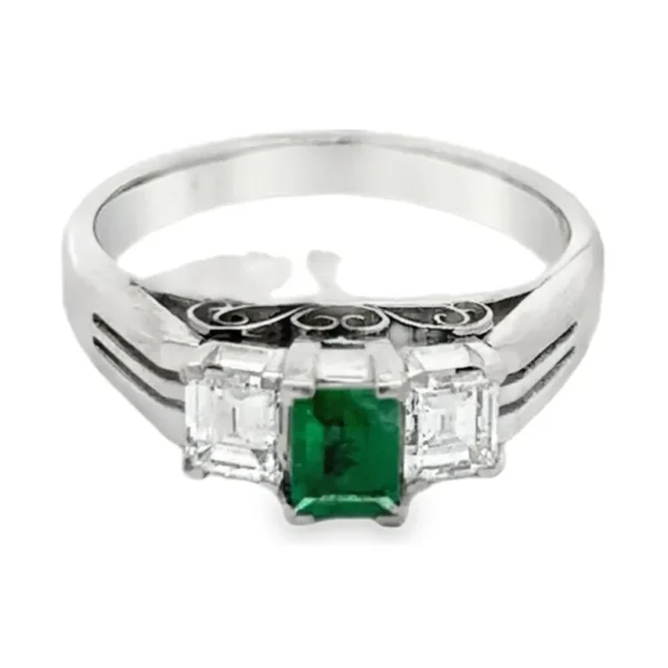 Emerald Three Stone Ring