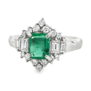 Emerald Diamond Halo Ring