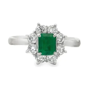 Emerald Halo Ring