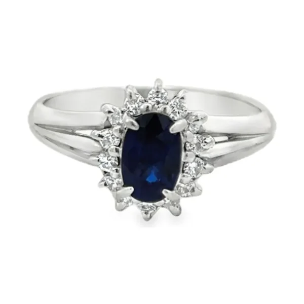 Oval Sapphire Halo Ring