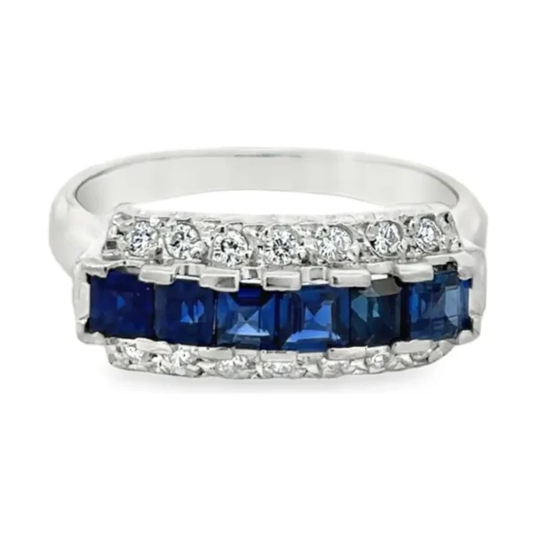 Sapphire Diamond Band Ring