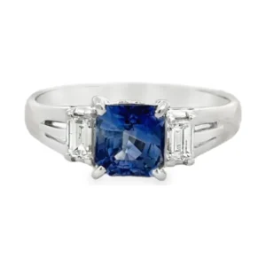 Blue Sapphire Three-Stone Ring
