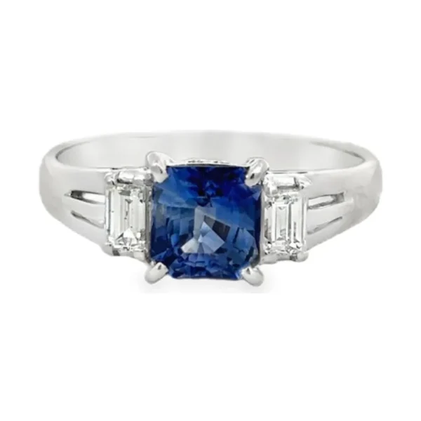 Blue Sapphire Three-Stone Ring