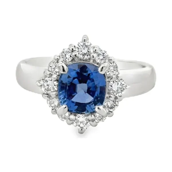 Cushion Sapphire Halo Ring