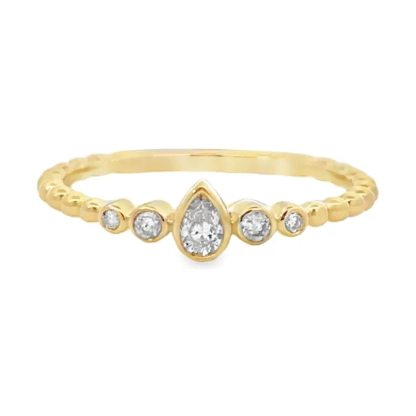Pear Diamond Beaded Band