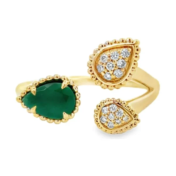Pear Emerald Diamond Ring