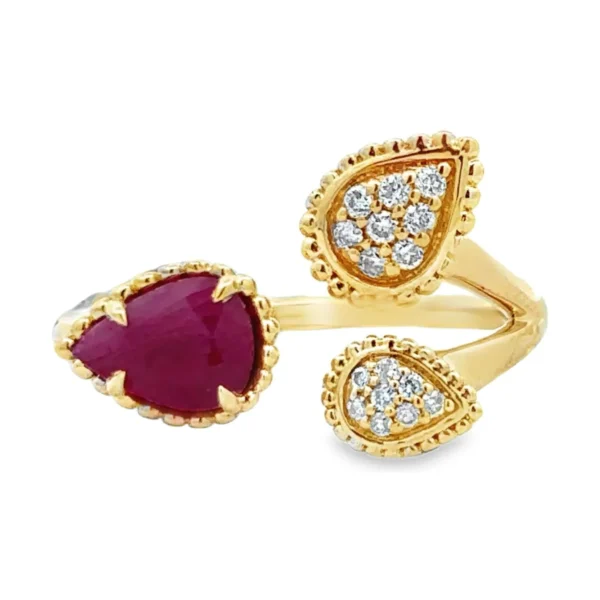 Pear Ruby Diamond Ring