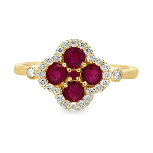 Ruby Clover Halo Ring