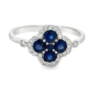 Sapphire Clover Cluster Ring