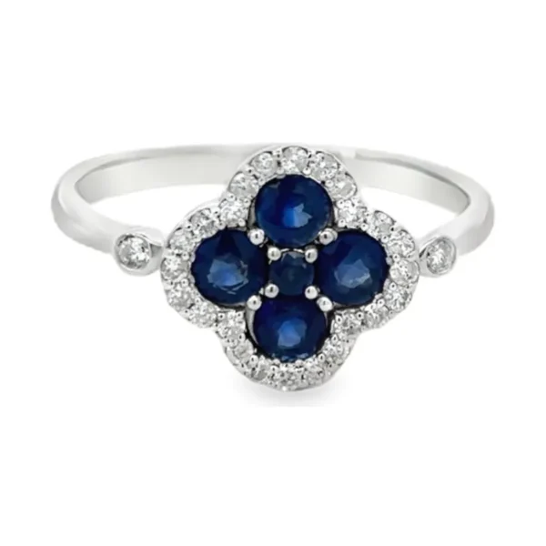 Sapphire Clover Cluster Ring
