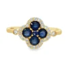 Sapphire Clover Halo Ring