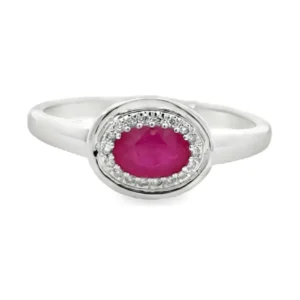 Oval Ruby Halo Ring