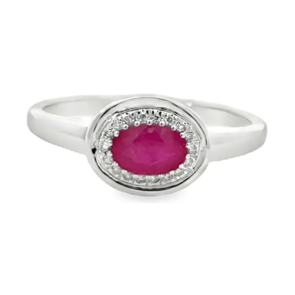 Oval Ruby Halo Ring