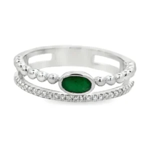 Oval Emerald Double Ring
