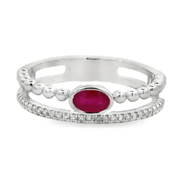 Oval Ruby Double Ring