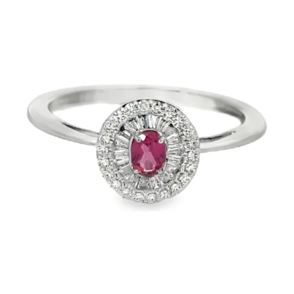 Oval Halo Gemstone Ring