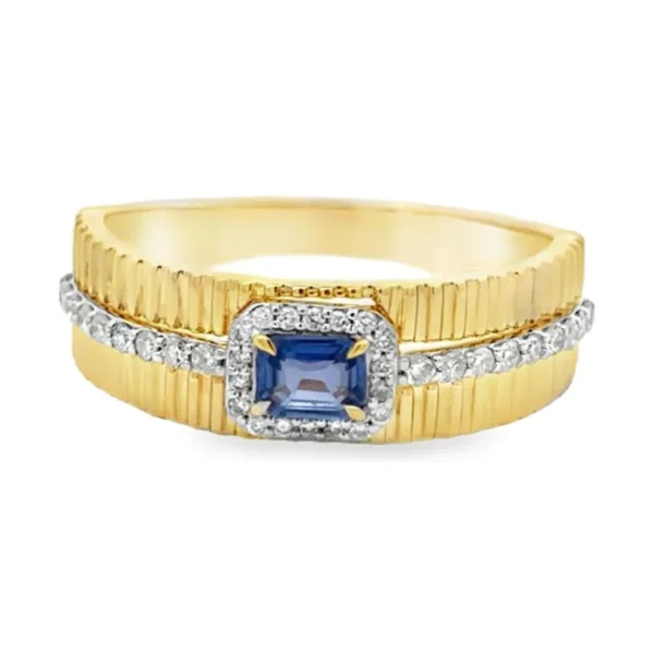 Sapphire Halo Diamond Ring