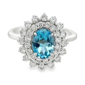 Oval Topaz Halo Ring
