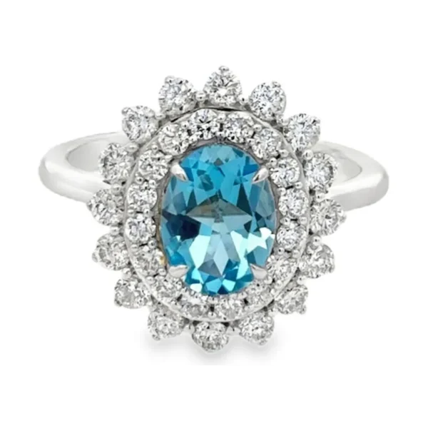 Oval Topaz Halo Ring
