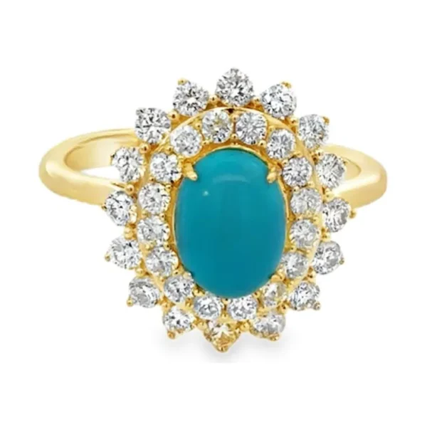 Turquoise Diamond Halo Ring