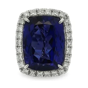 Cushion Tanzanite Halo Ring