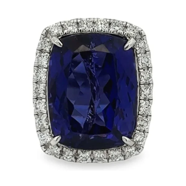 Cushion Tanzanite Halo Ring